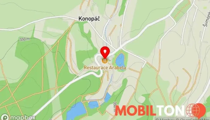 mapa Arabela restaurant Restaurace, Bar, Cateringové služby, Půjčovna vybavení na party v Konopáč