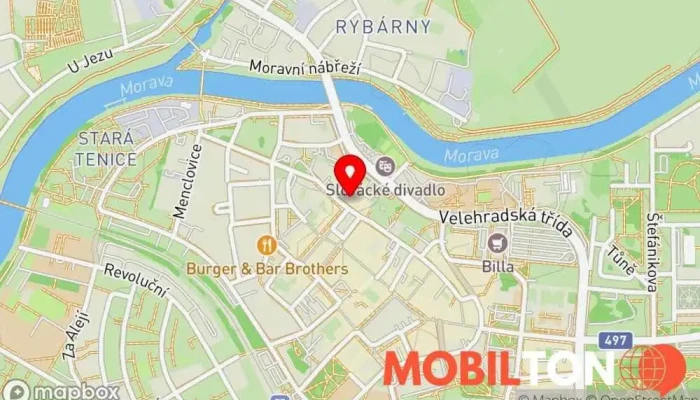 mapa Bistro U Malé scény Bistro, Prodej piv, Česká restaurace, Gurmánské potraviny, Restaurace, Steaková restaurace, Vegetariánská restaurace, Vinárna v Mariánské nám. 122