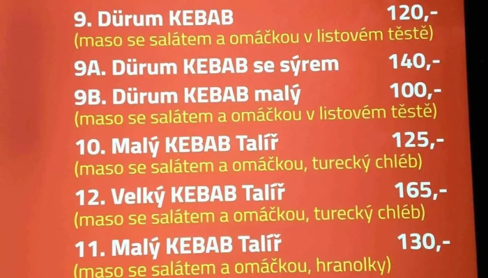 Bonema Kebab3 Menu - Kolínská 187