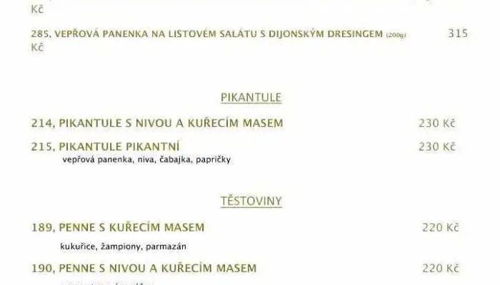 Bowling Slavicin Menu - Obchodní 472