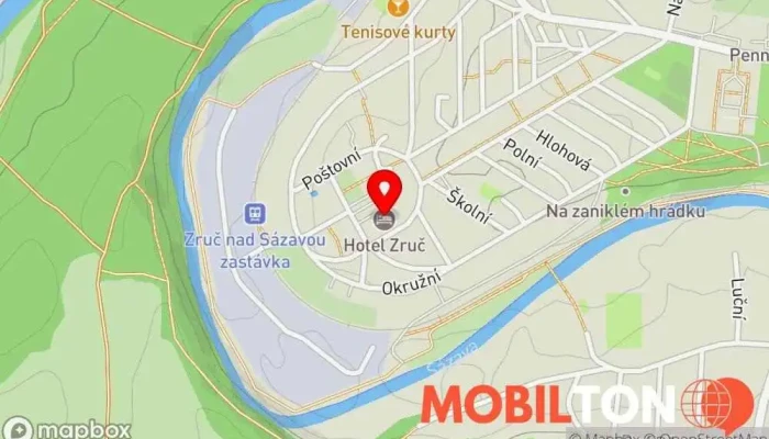 mapa Bowling Zruč nad Sázavou Bar v nám. Míru 594