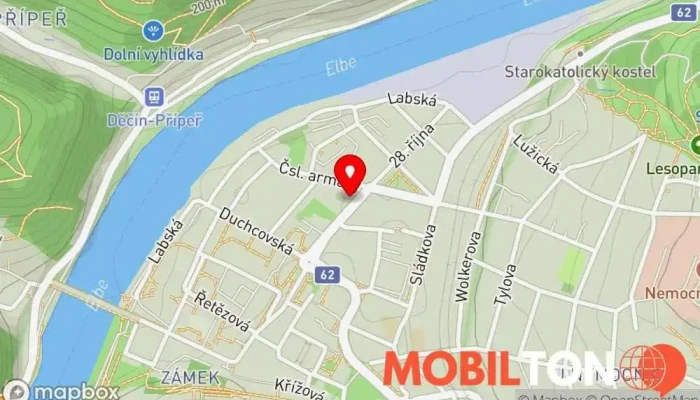 mapa Březňǎk Občerstvení Zlatopramen Restaurace v Čsl. armády 806