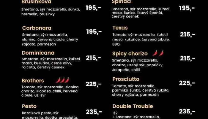 Brothers Pizza -  Menu - Chomutovská 210