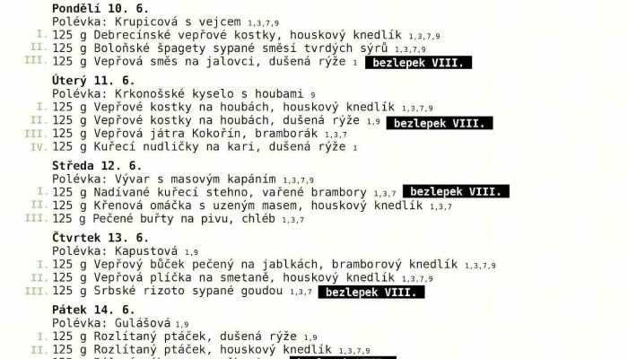 Bustro Montraz Menu - Dolní Březinka