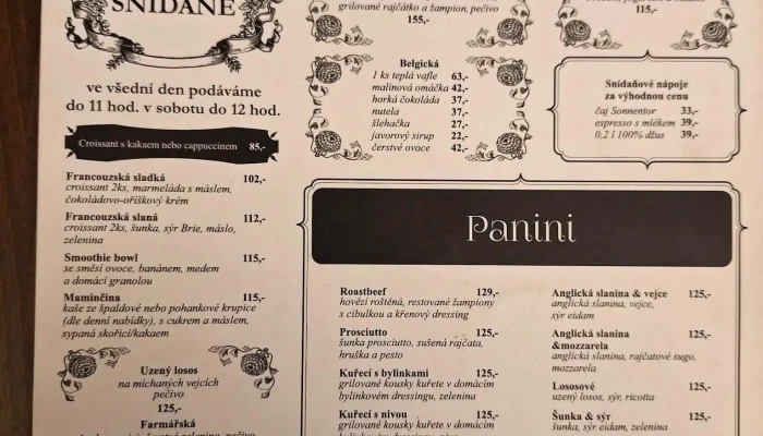 Cafe Bistro Matine Menu - Ztracená 11