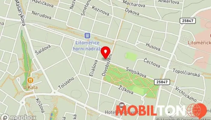 mapa Čajovna Hóra při Diakonii ČCE Litoměřice Čajovna, Organizace sociálních služeb v Osvobození 839