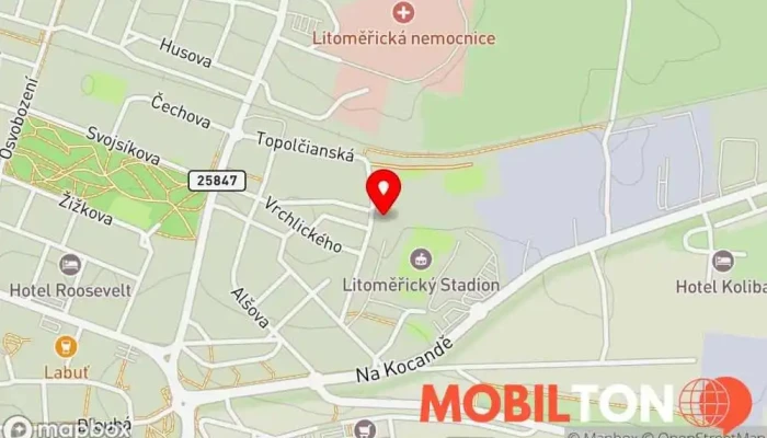mapa Centrální Školní Jídelna Restaurace v U Stadionu 522