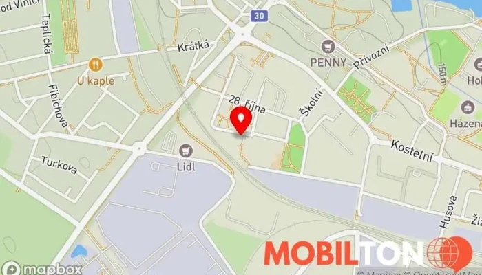 mapa Centrální školní jídelna Lovosice Restaurace v Všehrdova 924/3