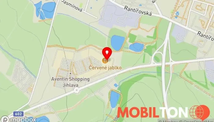 mapa Červené jablko Restaurace v Pelhřimovská 70