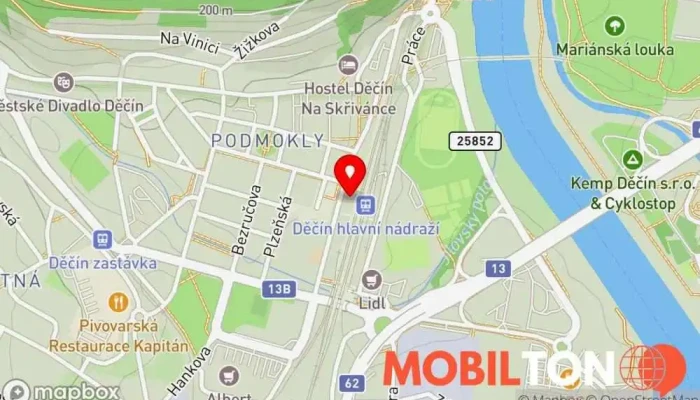 mapa Country Grill ČR Děčín, s.r.o. Prodejní stánek, Bar a gril v Čsl. mládeže 89/4