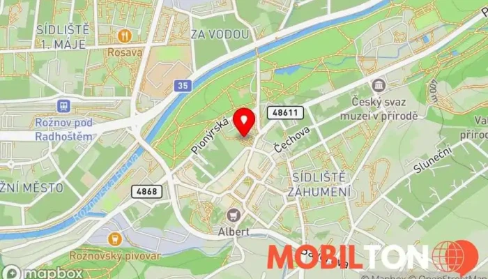 mapa Cyrilovo pekařství s.r.o. (pobočka Náměstí - Rožnov pod Radhoštěm) Pekařství v Palackého 195