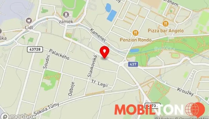 mapa Denní Bar U Hanuša Restaurace v Čs. brigády 91