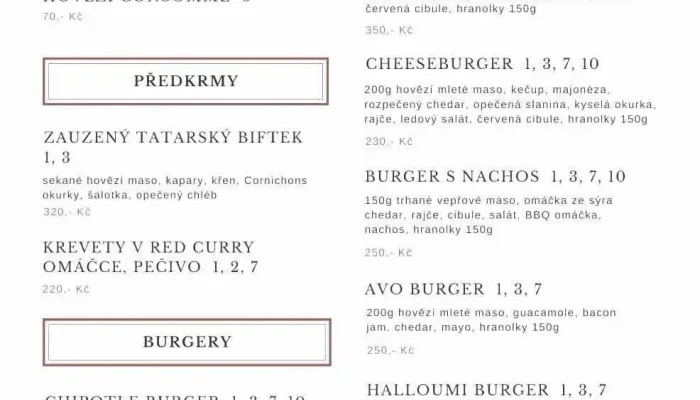 El Toro Most -  Menu - Chomutovská 2230/18