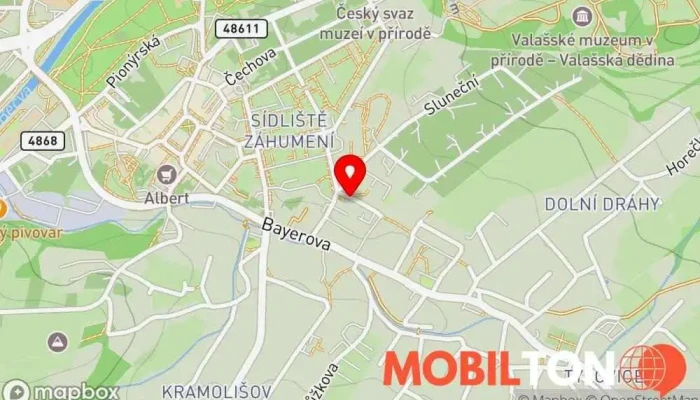 mapa EP. Restaurace Záhumení Restaurace v B. Němcové 1720