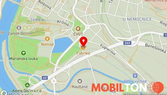 mapa Fabrika Děčín Restaurace, Bar v Oblouková 1413/3