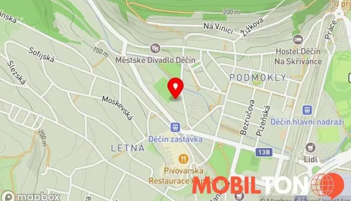 mapa FK Junior Máchovka Restaurace v Jeronýmova 14