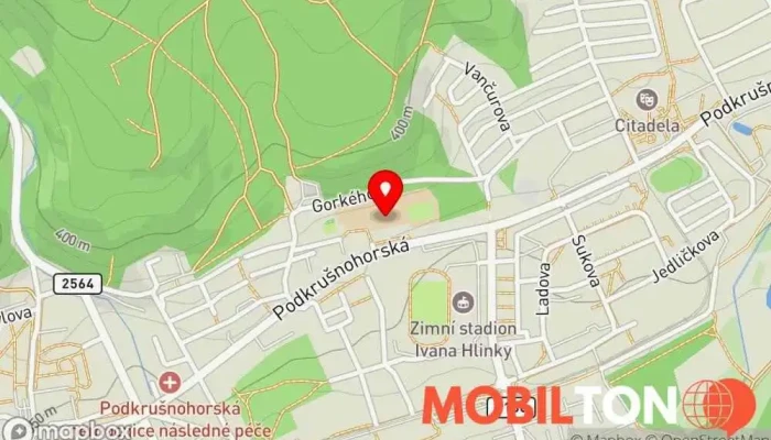 mapa Fotbalová Hospoda Restaurace v Horní Litvínov