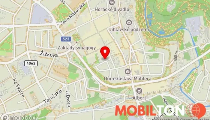mapa Gambrinus Street Jihlava Restaurace v Židovská 22