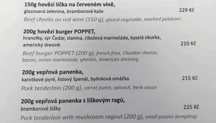 Grand Restaurant Poppet -  Menu - Žďár Nad Sázavou 5