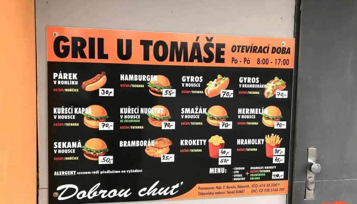 Grill U Tomase Menu - Czech Republic