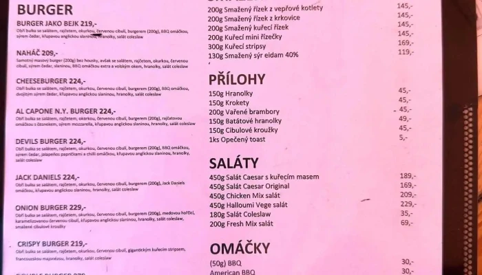 Hodovna -  Menu - Žižkova 1654