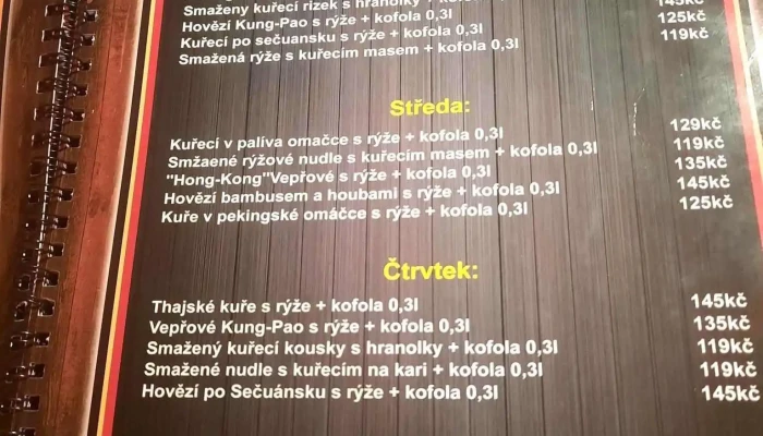 Hong Kong -  Menu - Chelčického 562