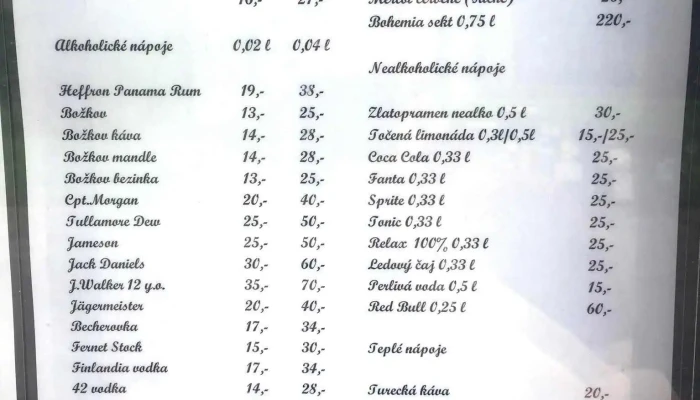 Hospoda Lokal Menu - Poštovní 423/13