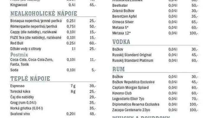 Hospoda U Frigosu Menu - Kostelní 42/10