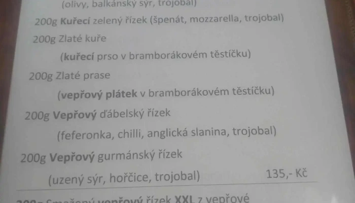 Hospudka U Pavla Menu - Kpt. Jaroše 576