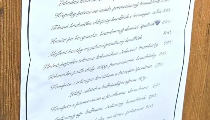 Hospudka U Trakare Menu - Javorek