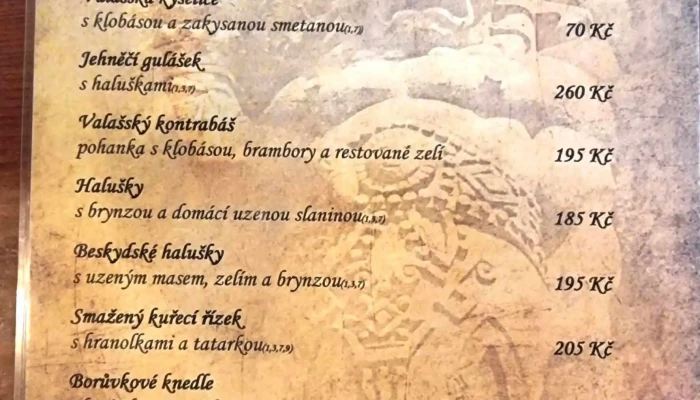 Hostinec Karel Seidl -  Menu - Czech Republic