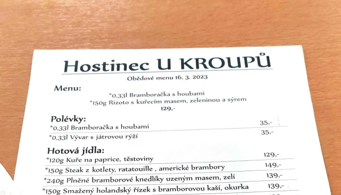 Hostinec U Kroupu Telefon - Nádražní 106