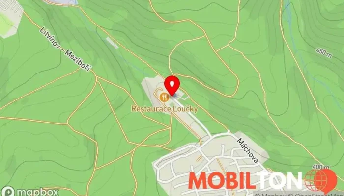mapa Hotel a restaurace Loučky Litvínov Hotel, Amfiteátr, Dětské hřiště, Restaurace, Sportovní komplex v K Loučkám 1700