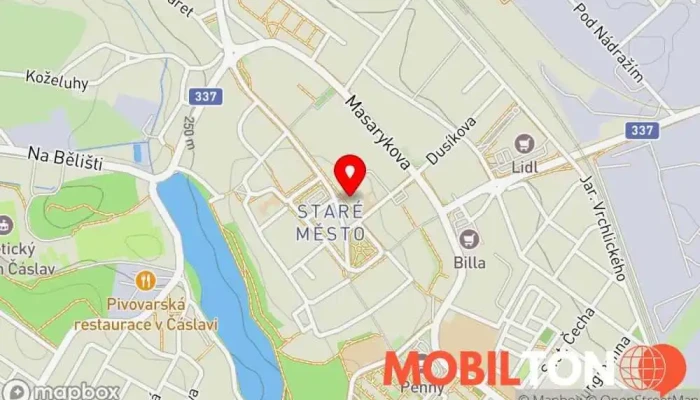 mapa Hotel GRAND Čáslav Hotel, Cateringové služby, Restaurace v nám. Jana Žižky z Trocnova 74/11