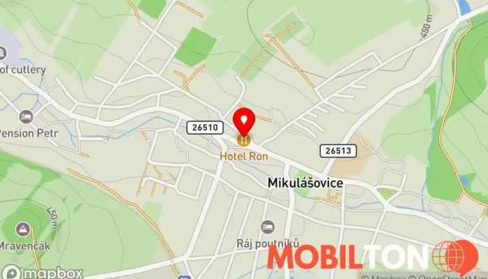 mapa Hotel RON Hotel v Mikulášovice