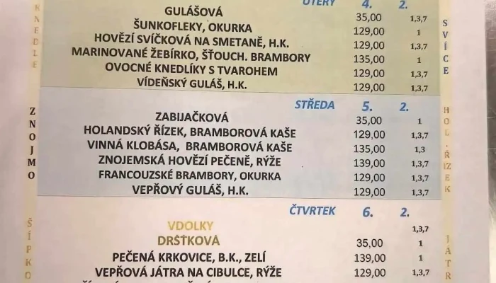 Jidelna U Reznika Menu - Čerčanská 90