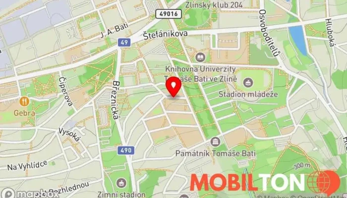 mapa Kafec Zlínský Kavárna, Snídaňová restaurace v Zlín