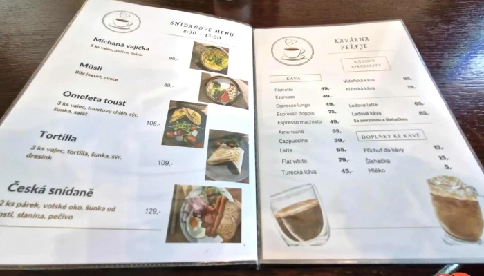 Kavarna Pereje Menu - Kyselka 104