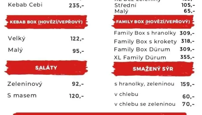 Kebab Elli -  Menu - 1 Bílina 1 Cz, Sídl. Za Chlumem 821