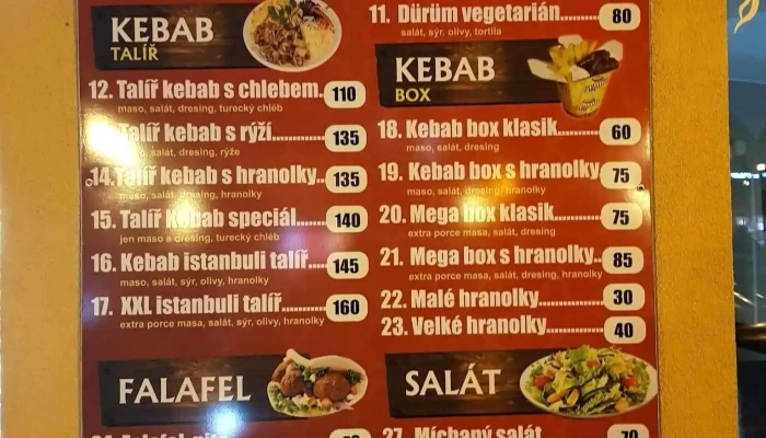 Kebab Istanbul -  Menu - 31, Masarykovo Nám. 63