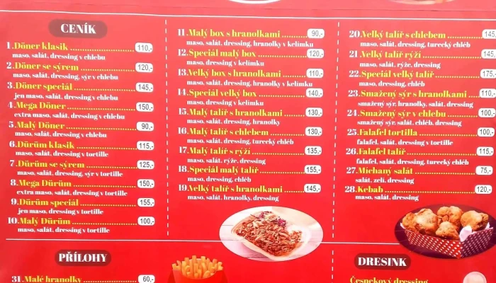 Kebab U Mustafy -  Menu - 13krušnohorská 589
