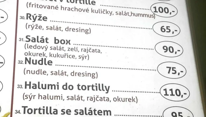 Kebab Zlin Menu - Kvítková 3643