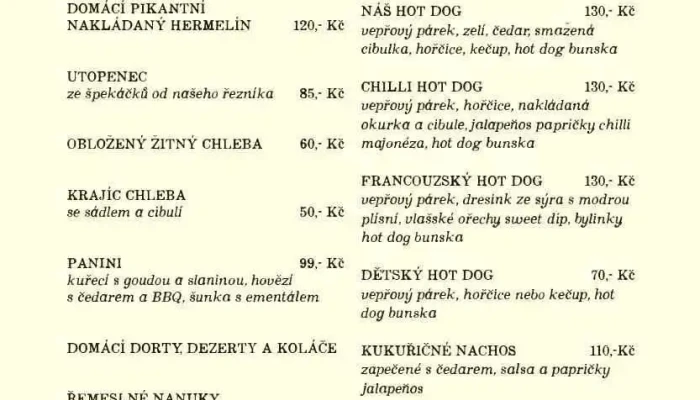 Kolo Bistro -  Menu - Kobylnice