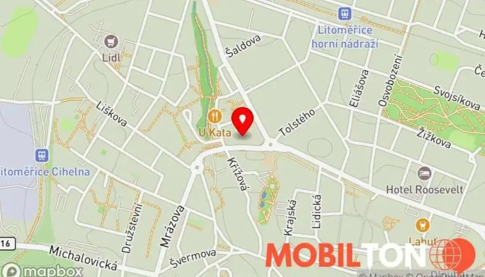 mapa Krabičková Dieta Restaurace zdravé výživy v Komenského 748