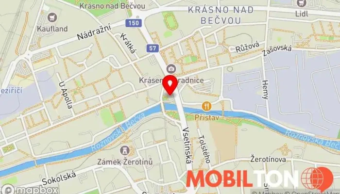 mapa Krásenský pivovar Pivovarská restaurace v Krásno nad Bečvou