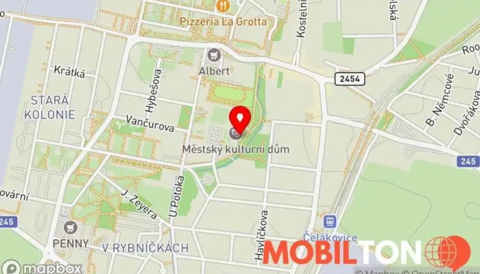 mapa Kulturní dům Čelákovice Kulturní centrum v sady 17. listopadu 1380
