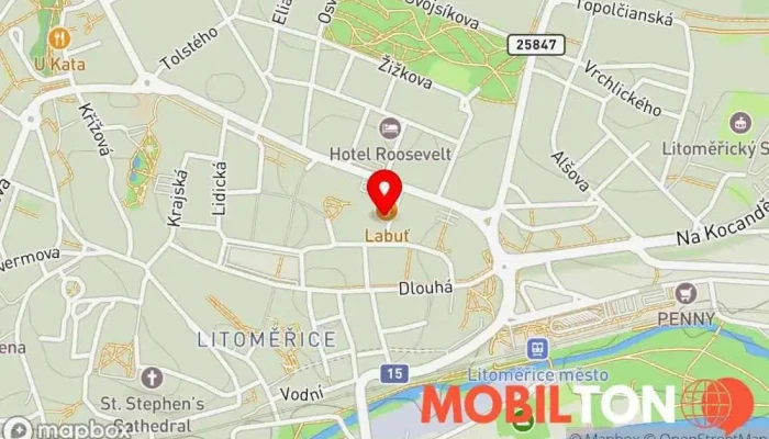 mapa Labuť Garden Restaurace, Pivní zahrádka, Stánek s kávou, Bufet se sladkostmi a dezerty, Prodej zmrzliny, Prodejna salátů, Vinařství v Zítkova 5