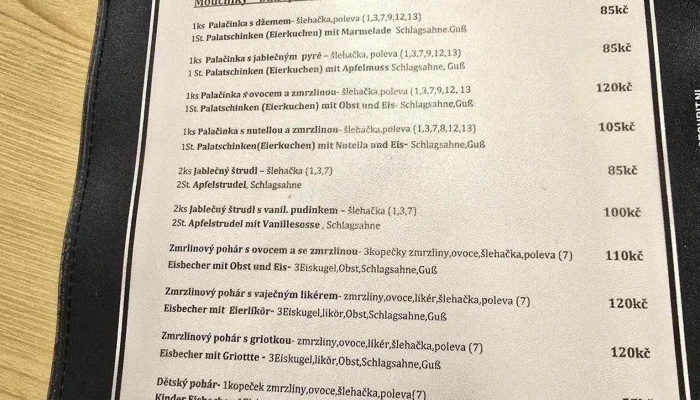 Motorest Dolina -  Menu - Vilémov