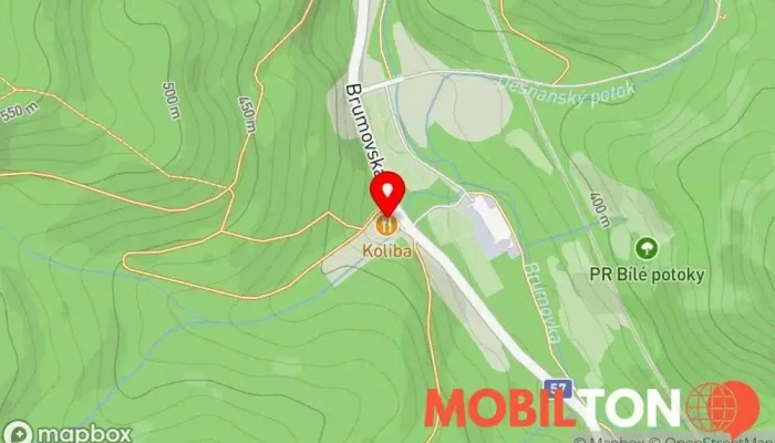 mapa Motorest Koliba Valašské Klobouky Restaurace v Brumovská 196