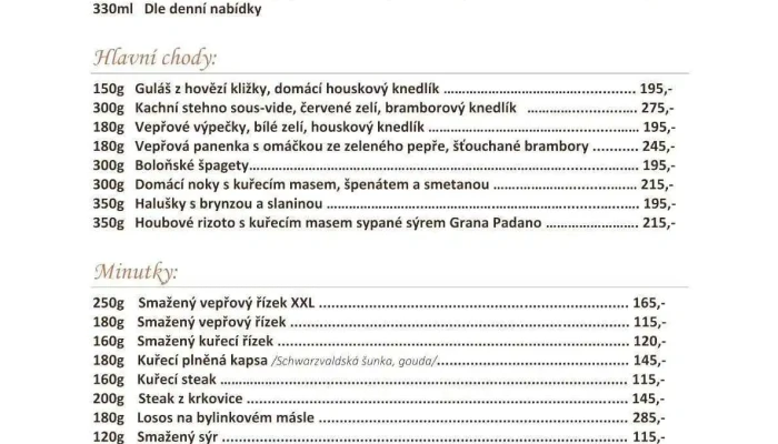 Motorest Markvartice -  Menu - Markvartice